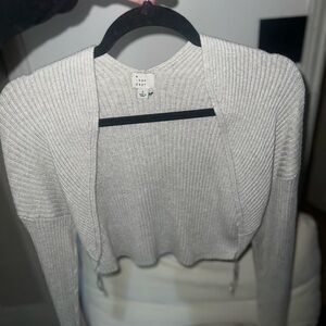 Aritzia Light Gray Ribbed Cardigan